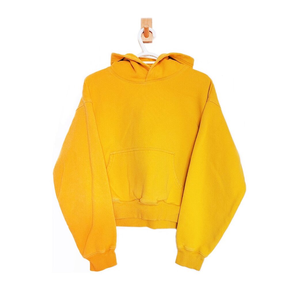 Aritzia TNA CozyAF Fleece Golden Yellow Cropped Hoodie Sweater - Size M